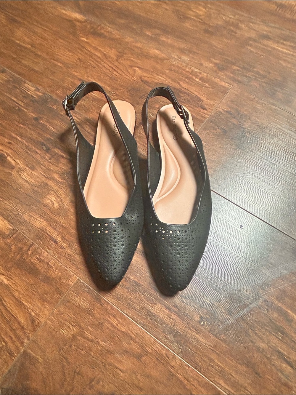 BareTraps Black Perforated Slingback Flats sz 8.5